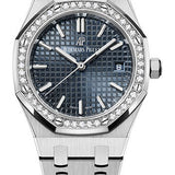 Audemars Piguet Royal Oak Self Winding Watch - 34mm Stainless Steel Case - Diamond Bezel - Blue-Grey Dial - Bracelet - 77351ST.ZZ.1261ST.01