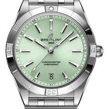 Breitling Chronomat Automatic 36 Watch - Stainless Steel - Mint Green Dial - Metal Bracelet - A10380101L1A1