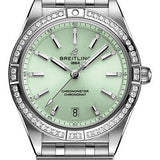 Breitling Chronomat Automatic 36 Watch - Stainless Steel (Gem-set) - Mint Green Diamond Dial - Metal Bracelet - A10380591L1A1