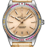 Breitling Chronomat Automatic 36 South Sea Watch - Stainless Steel (Gem-set) - Beige Dial - Beige Alligator Leather Strap - Folding Buckle - A10380611A1P1