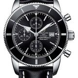 Breitling Superocean Heritage II Chronograph 46 Watch - Steel Case - Volcano Black Dial - Black Leather Strap - A1331212/BF78/442X/A20D.1