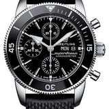 Breitling Superocean Heritage II Chronograph 44 Watch - Steel Case - Black Dial - Black Rubber Aero Classic Strap - A13313121B1S1