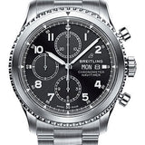 Breitling Aviator 8 Chronograph 43 Watch - Steel Case - Black Dial - Steel Professional III Bracelet - A13314101B1A1