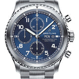 Breitling Aviator 8 Chronograph 43 Watch - Steel Case - Blue Dial - Steel Professional III Bracelet - A13314101C1A1