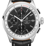 Breitling Premier Chronograph Watch - 42mm Steel Case - Black Dial - Black Croco Strap - A13315351B1P1