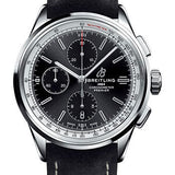 Breitling Premier Chronograph Watch - 42mm Steel Case - Black Dial - Anthracite Nubuck Strap - A13315351B1X1