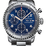 Breitling Aviator 8 Chronograph 43 Watch - Stainless Steel - Blue Dial - Metal Bracelet - A13316101C1A1