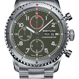 Breitling Aviator 8 Chronograph 43 Curtiss Warhawk Watch - Steel - Green Dial - Steel Bracelet - A133161A1L1A1