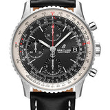 Breitling Navitimer Chronograph 41 Watch - Steel - Black Dial - Black Leather Strap - Folding Buckle - A13324121B1X2