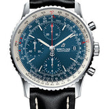 Breitling Navitimer 1 Chronograph 41 Watch - Steel Case - Aurora Blue Dial - Black Leather Strap - A13324121C1X1