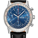 Breitling Navitimer Chronograph 41 Watch - Steel - Aurora Blue Dial - Black Leather Strap - Folding Buckle - A13324121C1X2