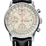 Breitling Navitimer 1 Chronograph 41 Watch - Steel Case - Mercury Silver Dial - Black Leather Strap - A13324121G1X2