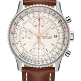 Breitling Navitimer Chronograph 41 Watch - Steel - Mercury Silver Dial - Brown Leather Strap - Folding Buckle - A13324121G1X3