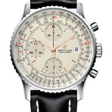 Breitling Navitimer Chronograph 41 Watch - Steel - Mercury Silver Dial - Black Leather Strap - Folding Buckle - A13324121G1X4