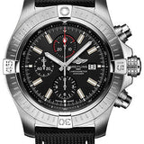 Breitling Super Avenger Chronograph 48 Watch - Stainless Steel - Black Dial - Anthracite Calfskin Leather Strap - Tang Buckle - A13375101B1X1