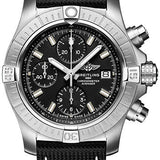 Breitling Avenger Chronograph 43 Watch - Stainless Steel - Black Dial - Anthracite Calfskin Leather Strap - Tang Buckle - A13385101B1X1