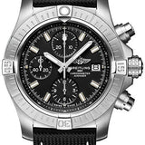 Breitling Avenger Chronograph 43 Watch - Stainless Steel - Black Dial - Anthracite Calfskin Leather Strap - Folding Buckle - A13385101B1X2