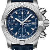 Breitling Avenger Chronograph 43 Watch - Stainless Steel - Blue Dial - Blue Calfskin Leather Strap - Folding Buckle - A13385101C1X2