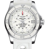 Breitling Superocean II 36 Watch - Steel - Hurricane White Dial - White Ocean Racer II Strap - Tang Buckle - A17312D21A1S1