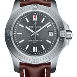 Breitling Chronomat Colt Automatic 41 Watch - Steel Case - Tempest Gray Dial - Brown Leather Strap - A17313101F1X2