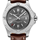 Breitling Colt 41 Automatic Watch - Steel - Tempest Gray Dial - Brown Leather Strap - Folding Buckle - A17313101F1X3