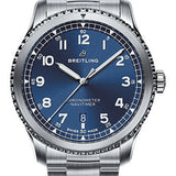 Breitling Aviator 8 Automatic 41 Watch - Steel Case - Blue Dial - Steel and Satin Professional III Bracelet - A17314101C1A1