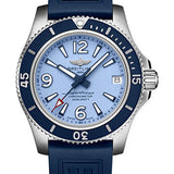 Breitling Superocean Automatic 36 Watch - Steel - Blue Dial - Blue Diver Pro III Strap - Tang Buckle - A17316D81C1S1