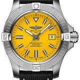 Breitling Avenger Automatic 45 Seawolf Watch - Stainless Steel - Yellow Dial - Anthracite Calfskin Leather Strap - Tang Buckle - A17319101I1X1