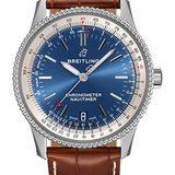 Breitling Navitimer Automatic 38 Watch - Steel - Blue Dial - Gold Croco Strap - Folding Buckle - A17325211C1P4