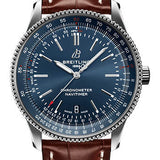 Breitling Navitimer Automatic 41 Watch - Stainless Steel - Blue Dial - Brown Alligator Leather Strap - Tang Buckle - A17326161C1P1