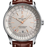 Breitling Navitimer Automatic 41 Watch - Steel - Silver Dial - Brown Croco Strap - Tang Buckle - A17326211G1P1