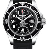 Breitling Superocean II 42 Watch - Steel - Volcano Black Dial - Black Diver Pro III Strap - Folding Buckle - A17365C91B1S2