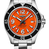 Breitling Superocean Automatic 42 Watch - Steel - Orange Dial - Steel Bracelet - A17366D71O1A1