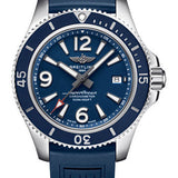 Breitling Superocean Automatic 42 Watch - Steel - Blue Dial - Blue Diver Pro III Strap - Tang Buckle - A17366D81C1S1