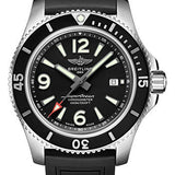 Breitling Superocean Automatic 44 Watch - Stainless Steel - Black Dial - Black Rubber Strap - Folding Buckle - A17367D71B1S2