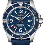 Breitling Superocean Automatic 44 Watch - Steel - Blue Dial - Blue Diver Pro III Strap - Tang Buckle - A17367D81C1S1