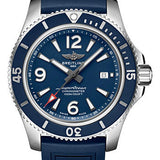 Breitling Superocean Automatic 44 Watch - Stainless Steel - Blue Dial - Blue Rubber Strap - Folding Buckle - A17367D81C1S2