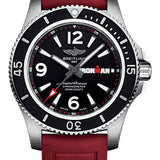 Breitling Superocean Automatic 44 Ironman Limited Edition Watch - Stainless Steel - Black Dial - Red Rubber Strap - Tang Buckle Limited Edition of 300 - A17371A11B1S1