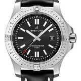 Breitling Colt Automatic Watch - Stainless Steel - Black Dial - Black Calfskin Leather Strap - Folding Buckle - A17388101B1X2