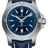 Breitling Chronomat Colt Automatic 44 Watch - Steel Case - Mariner Blue Dial - Blue Leather Strap - A17388101C1X1