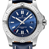 Breitling Colt Automatic Watch - Steel - Mariner Blue Dial - Blue Leather Strap - Folding Buckle - A17388101C1X3