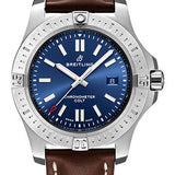 Breitling Colt Automatic Watch - Stainless Steel - Blue Dial - Brown Calfskin Leather Strap - Folding Buckle - A17388101C1X4