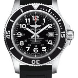 Breitling Superocean II 44 Watch - Steel - Volcano Black Dial - Black Diver Pro III Strap - Folding Buckle - A17392D71B1S2