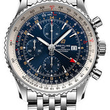 Breitling Navitimer Chronograph GMT 46 Watch - Steel - Blue Dial - Steel Bracelet - A24322121C2A1