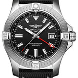 Breitling Avenger Automatic GMT 43 Watch - Stainless Steel - Black Dial - Anthracite Calfskin Leather Strap - Tang Buckle - A32397101B1X1