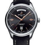 Breitling Premier Automatic Day & Date Watch - 40mm Steel Case - Black Dial - Anthracite Nubuck Strap - A45340241B1X1