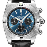 Breitling Chronomat B01 Chronograph 44 Watch - Steel - Blackeye Blue Dial - Black Croco Strap - Folding Buckle - AB0115101C1P4