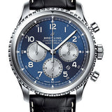 Breitling Aviator 8 B01 Chronograph 43 Watch - Steel Case - Blue Dial - Black Croco Strap - AB0117131C1P1