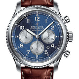 Breitling Aviator 8 B01 Chronograph 43 Watch - Steel Case - Blue Dial - Brown Croco Strap - AB0117131C1P2