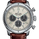 Breitling Aviator 8 B01 Chronograph 43 Watch - Steel Case - Silver Dial - Brown Croco Strap - AB01171A1G1P1